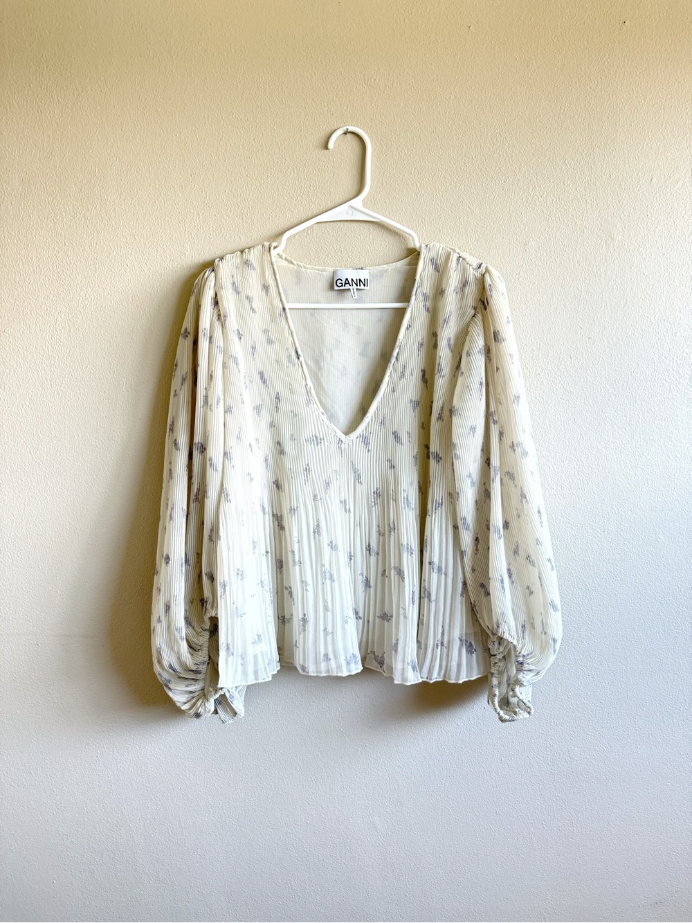 GANNI Pleated Georgette Blouse